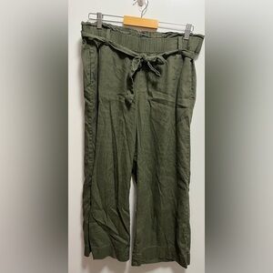 J.Jill Olive Green Linen Blend Stretch Wide Leg Women’s Size Medium